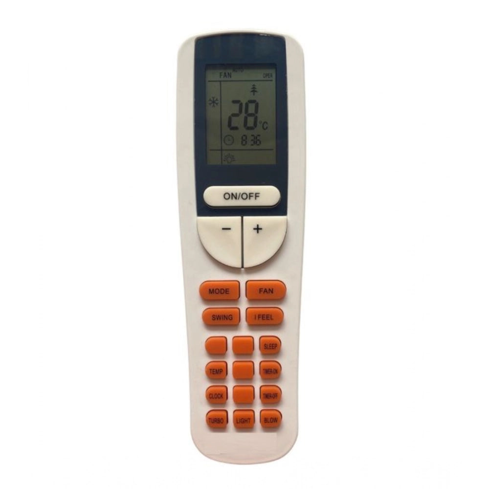 White ergonomic Godrej AC Remote No. 133 (No Backlight), long-range control for air conditioning from sofa or bed