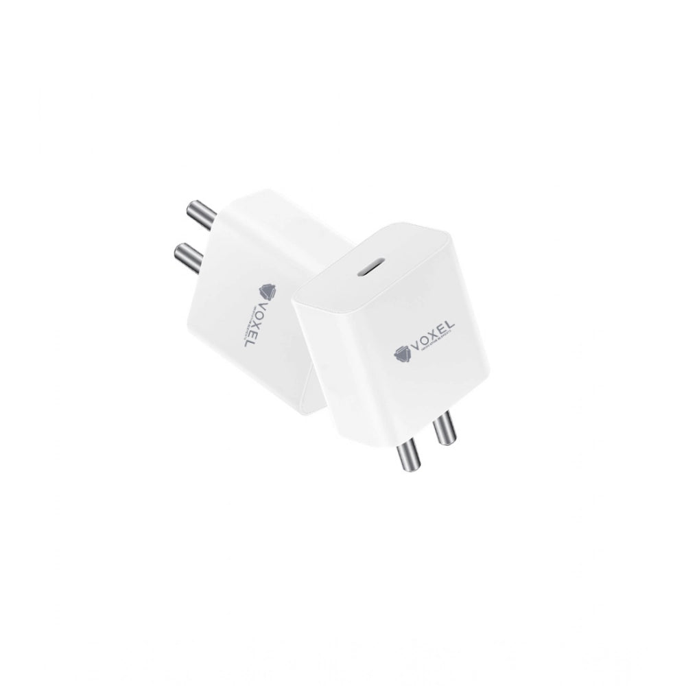 White AB Plastic VOXEL 100W 'C' Port PD Fast Charger, compact & lightweight for travel