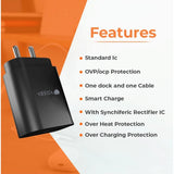 Black AB Plastic VOXEL 100 Watt 'C' Port PD Fast Charger, compact and lightweight for travel