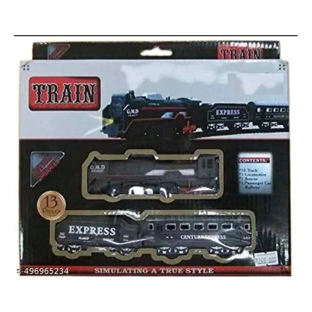 Multicolor plastic musical toy train set, 13-piece classic playset for kids