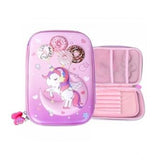 Multicolor plastic unicorn stationery box for kids - unicorn embossed pencil pouch with assorted colors