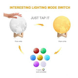 Multicolor plastic 3D moon night lamp, illuminating bedroom decor with soft glow