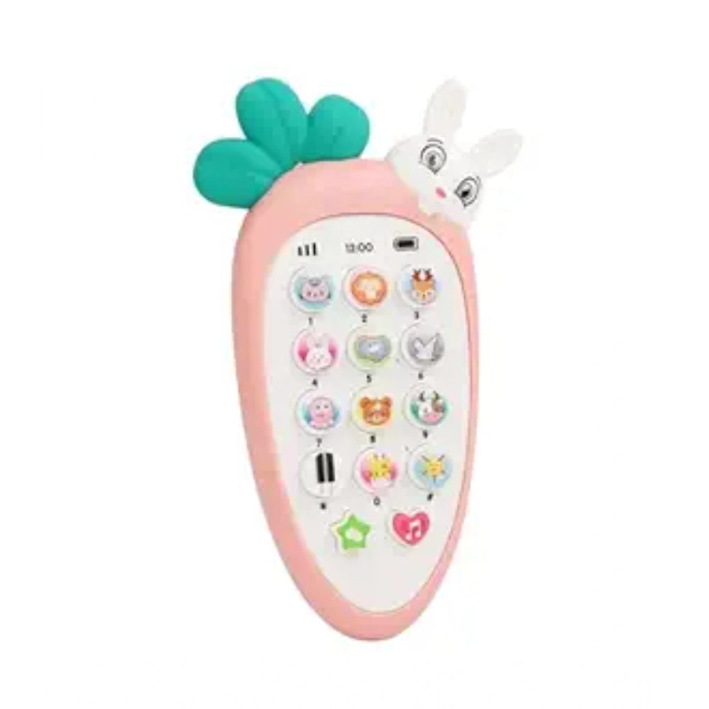 Multi-colored plastic rabbit mobile phone toy for kids, early educational smartphone with music and light