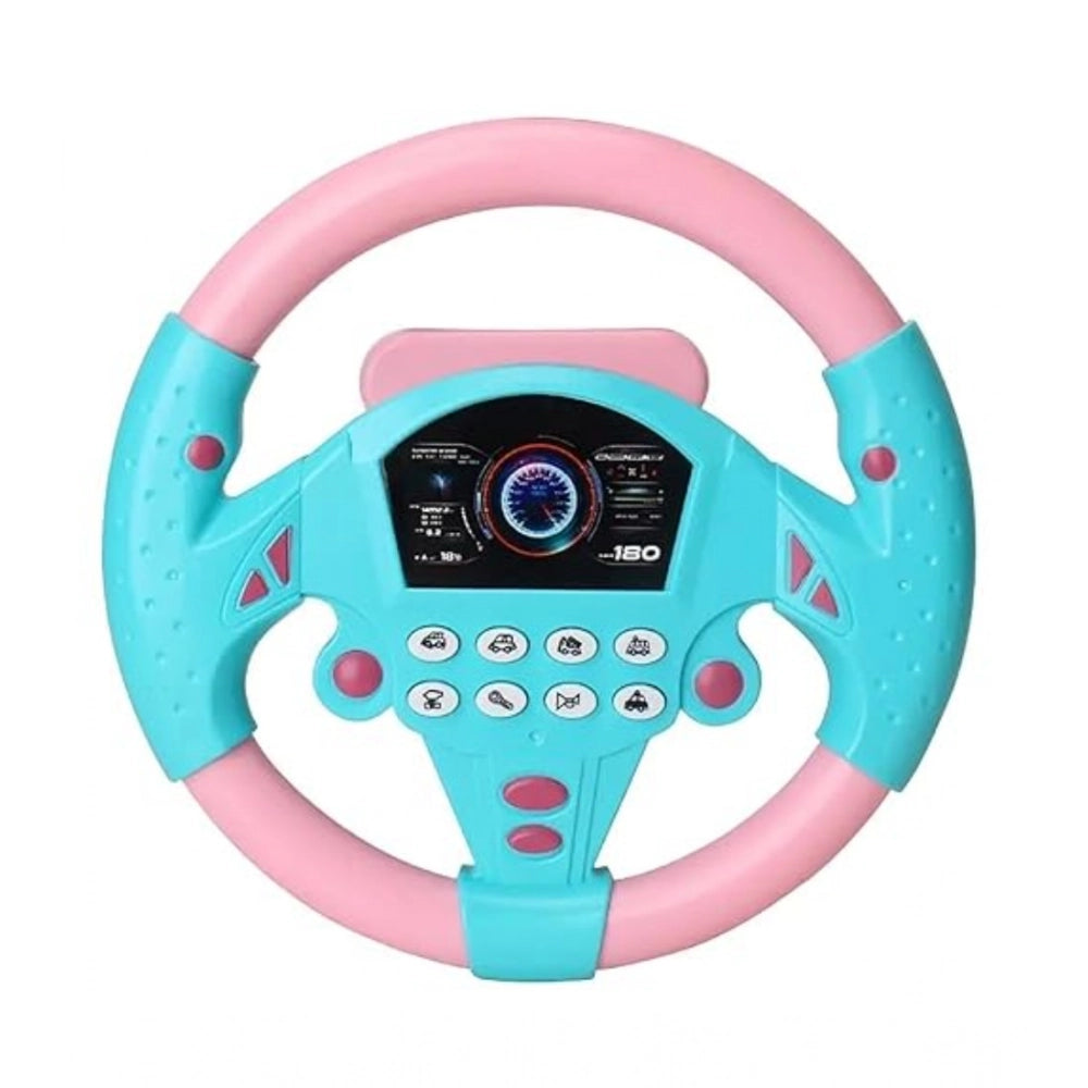 Multi-colored plastic steering wheel driving toy for kids playtime