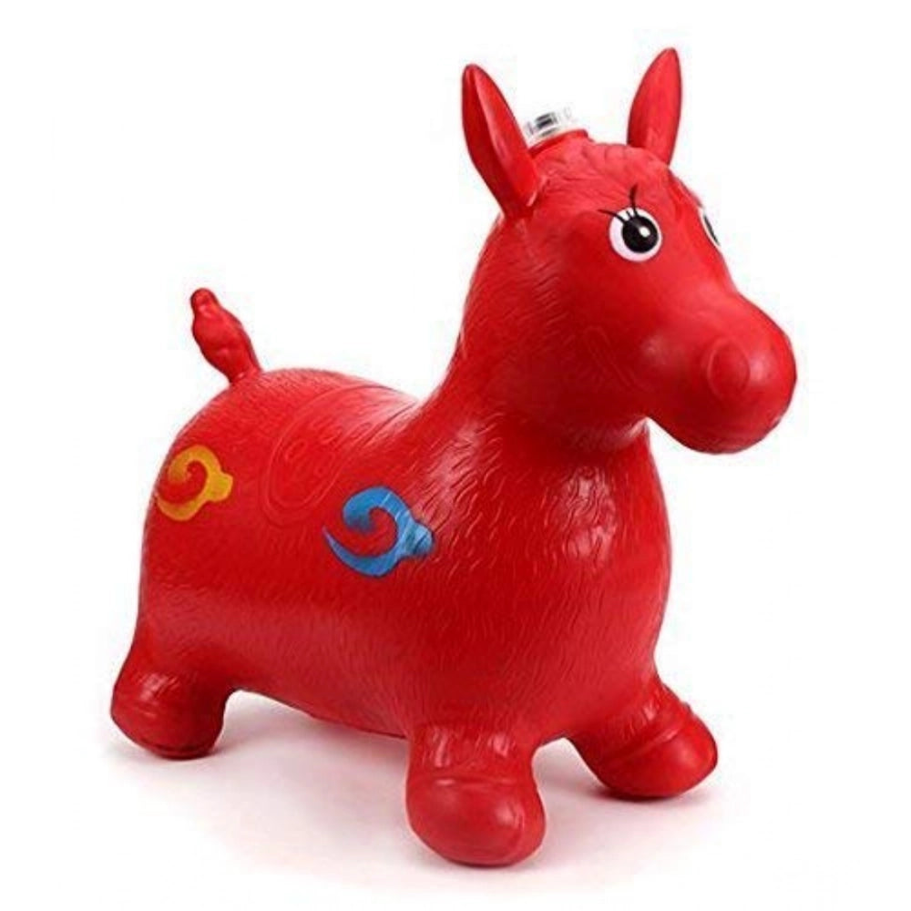 Multi-colored plastic inflatable jumping horse toy for kids playtime