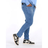 Men's cotton blended solid plus size jeans, blue - mid rise, comfortable fit for men