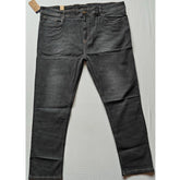 Men's cotton blended solid plus size dark grey jeans, mid-rise, button closure for comfortable everyday wear