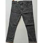 Dark grey cotton-blended plus size men's solid jeans - mid rise with button closure