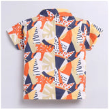 Multi-colored Lycra blend kids' short sleeve shirt and shorts set, printed pattern