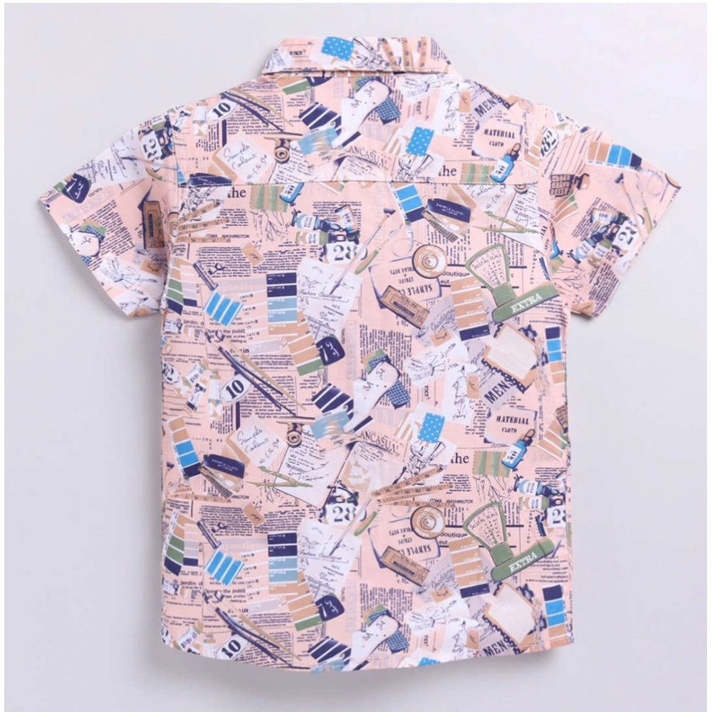 MultiColor cotton blend printed short sleeve shirt for kids, great for casual playwear
