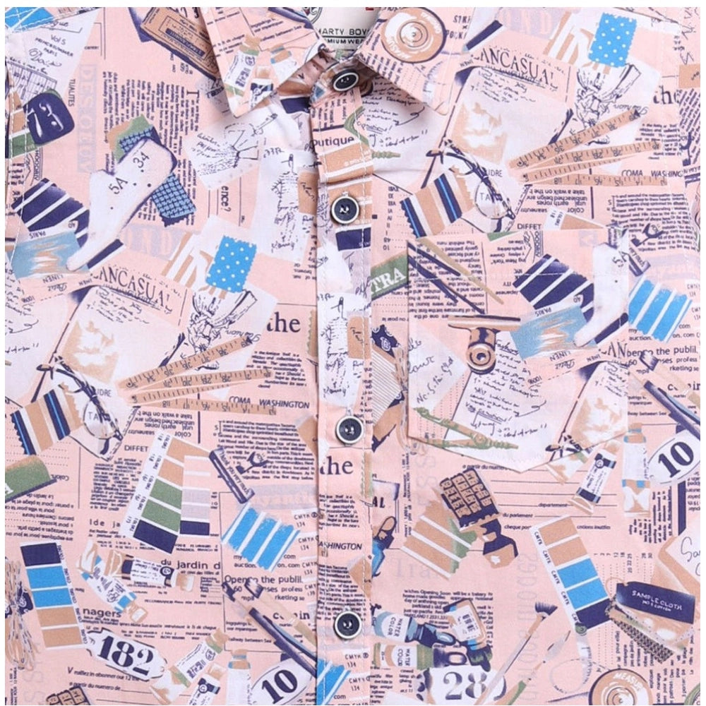 MultiColor cotton blend printed short sleeve shirt for kids, vibrant design ideal for playtime