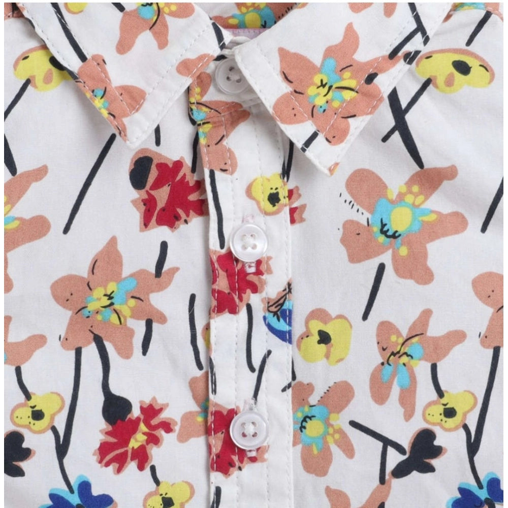 Boy's multi-color printed cotton blend short sleeve shirt, vibrant design for kids wear