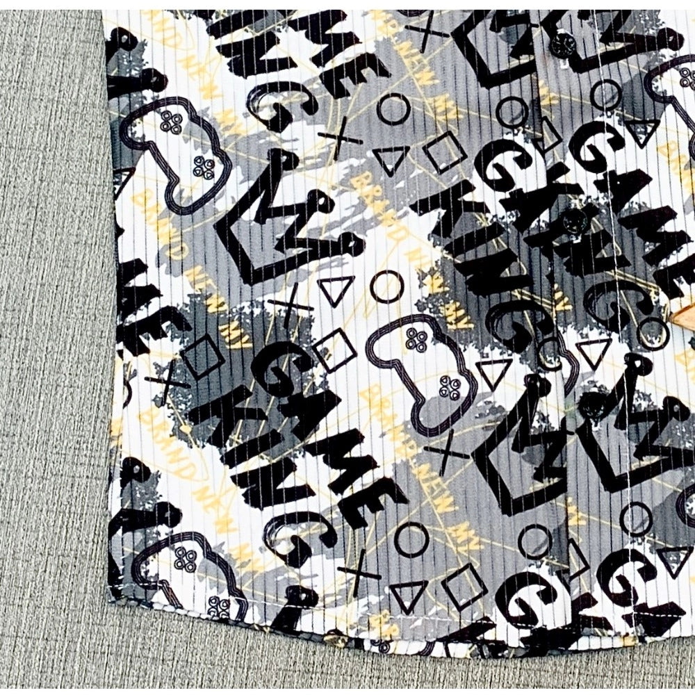 Multi-colored cotton blend printed short sleeve shirt for kids, ideal for casual play