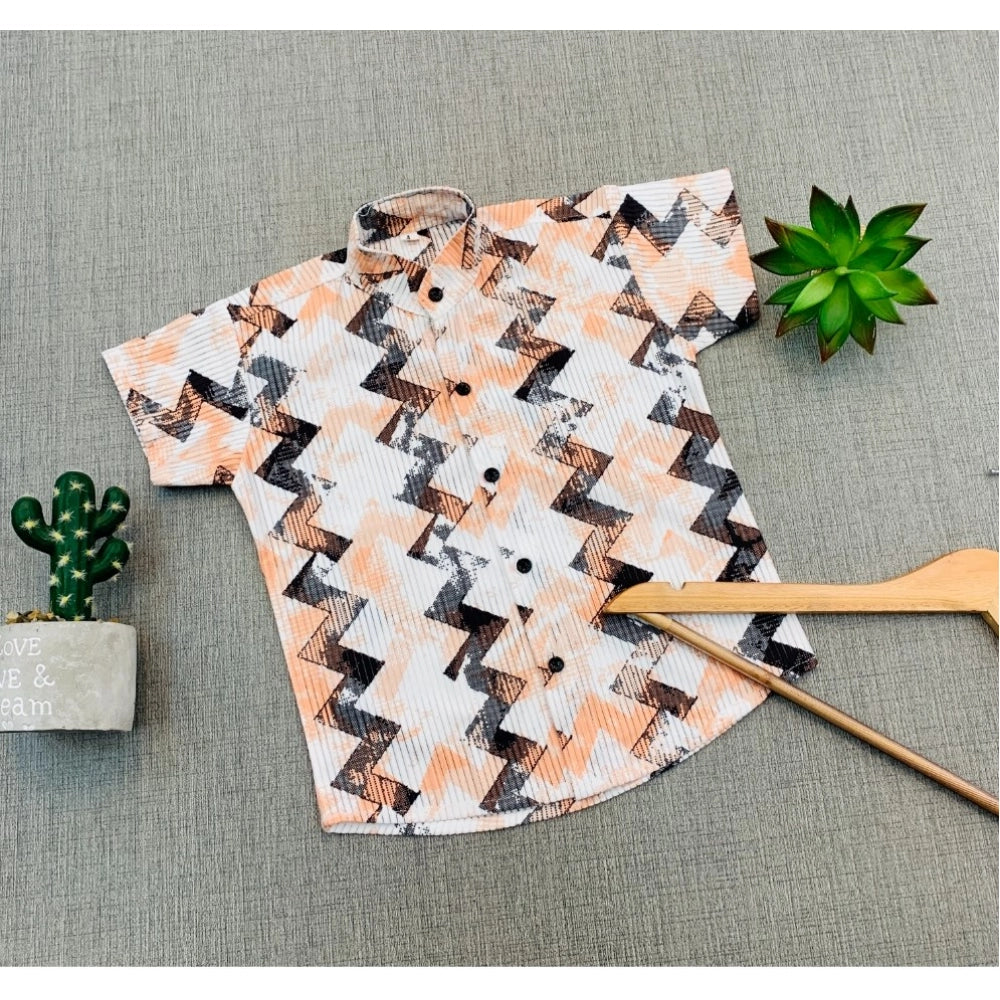 Boys multi-color printed cotton blend short sleeve shirt, vibrant design for kids' casual wear