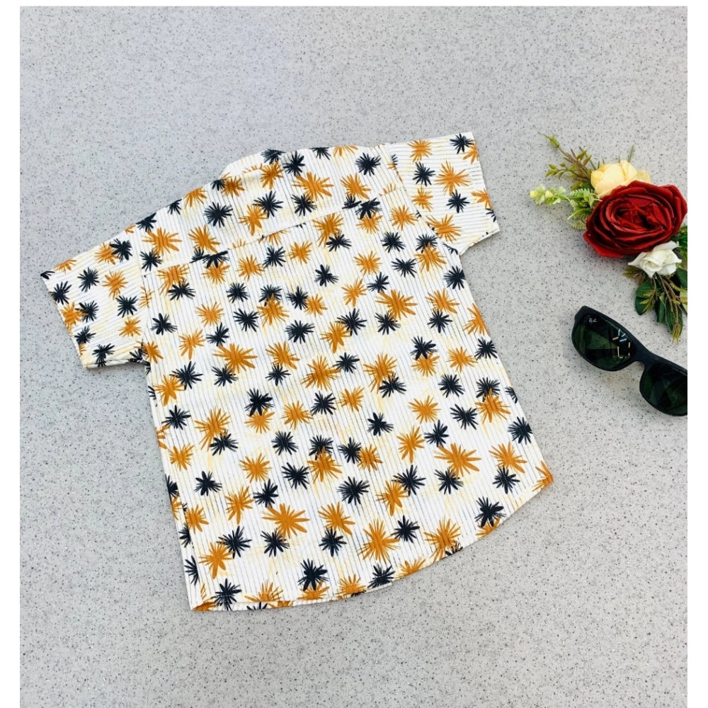 Multi-color cotton blend printed short sleeve shirt & shorts set for kids, comfortable summer outfits