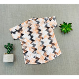 MultiColor cotton blend boy's short sleeve shirt & shorts set with printed design, ideal for casual play