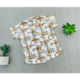 MultiColor cotton blend printed short sleeve shirt & shorts set for kids, vibrant patterns on both garments