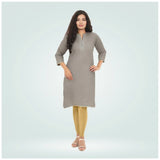 Beige cotton-blend shimmer ankle leggings - stylish, comfortable women's clothing