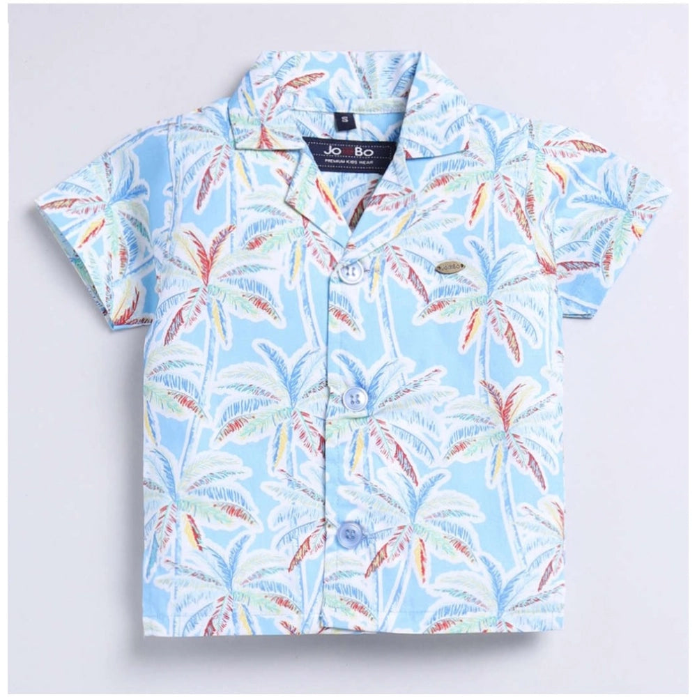 MultiColor Lycra blend printed short sleeve shirt & shorts set for kids, activewear outfit on model