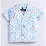 MultiColor Lycra blend printed short sleeve shirt & shorts set for kids, activewear outfit on model