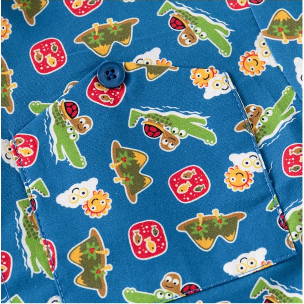 Multicolor cotton blend printed short sleeve shirt for boys, vibrant pattern perfect for playtime