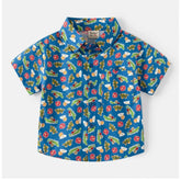 MultiColor cotton blend printed short sleeve shirt for kids, versatile and stylish clothing for playtime