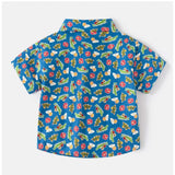 MultiColor cotton blend short sleeve printed boy's shirt, vibrant pattern for kids fashion