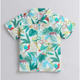 Multi-colored Lycra blend kids' short sleeve shirt & shorts set, printed pattern for active play