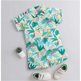 MultiColor Lycra blend printed short sleeve shirt & shorts set for kids, perfect for active play