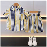 MultiColor Lycra blend kid's short sleeve shirt & shorts set, printed pattern design for active play