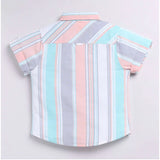 Boy's multi-color printed cotton blend short sleeve shirt, vibrant design for children's playwear