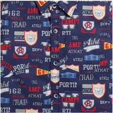 Navy blue cotton blend printed short sleeve shirt for kids, perfect casual wear