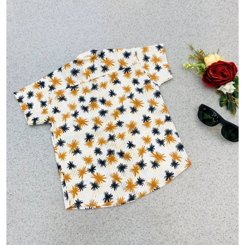 Kid's multi-color printed cotton blend short sleeve shirt, vibrant design for boys' casual wear