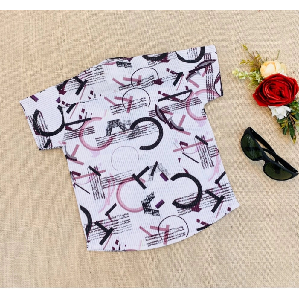 Multicolor cotton blend short sleeve shirt for kids, fun printed design on soft material