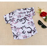 Multicolor cotton blend short sleeve shirt for kids, fun printed design on soft material