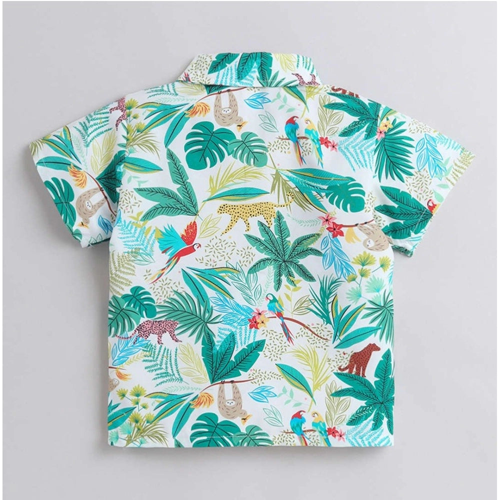 MultiColor Lycra blend boy's printed short sleeve shirt & shorts set for active play