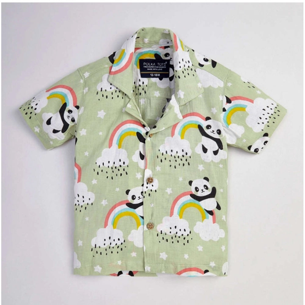 MultiColor Lycra blend printed boy's short sleeve shirt & shorts set, perfect for active play