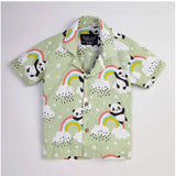 MultiColor Lycra blend printed boy's short sleeve shirt & shorts set, perfect for active play