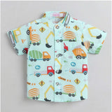 MultiColor cotton blend printed short sleeve shirt and shorts set for kids