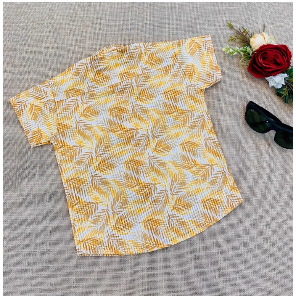 Multi-colored cotton blend printed short sleeve shirt for kids, comfortable casual wear