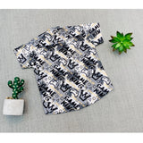 Boy's multi-color printed cotton blend short sleeve shirt, vibrant pattern design for kids clothing