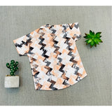 MultiColor cotton blend boys' printed short sleeve shirt, vibrant design on casual apparel for kids