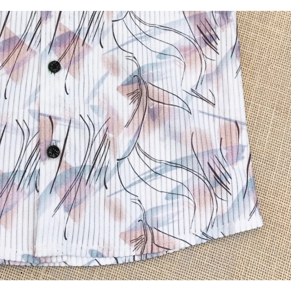 Multi-colored cotton blend printed short sleeve shirt for kids