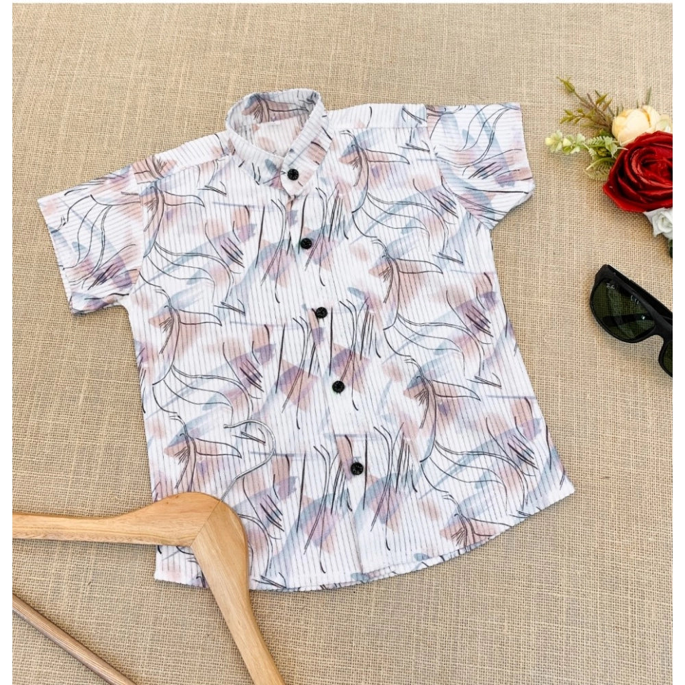 Multi-colored cotton blend printed short sleeve shirt for kids