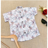 Multi-colored cotton blend printed short sleeve shirt for kids