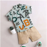 Multi-color cotton blend printed short sleeve shirt & shorts set for boys, casual playwear