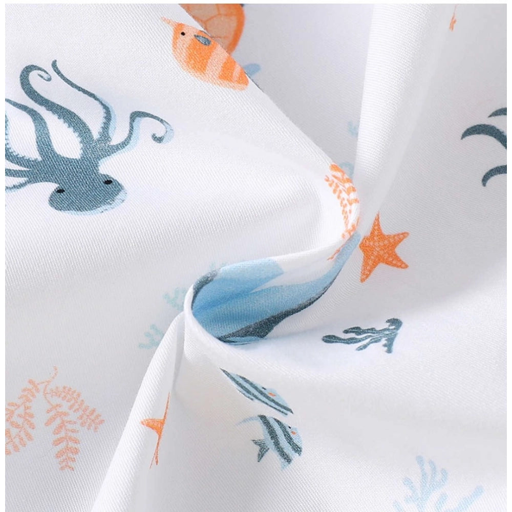 Multicolor cotton blend boy's printed short sleeve shirt and shorts set, ideal for active play