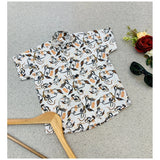 MultiColor cotton blend printed short sleeve shirt for kids, casual and vibrant style