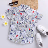 Kids' cotton blend printed short sleeve shirt (MultiColor), vibrant design for casual wear