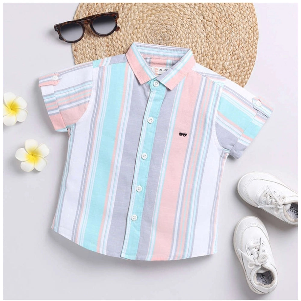 MultiColor cotton blend printed short sleeve shirt for kids, ideal for playtime fashion